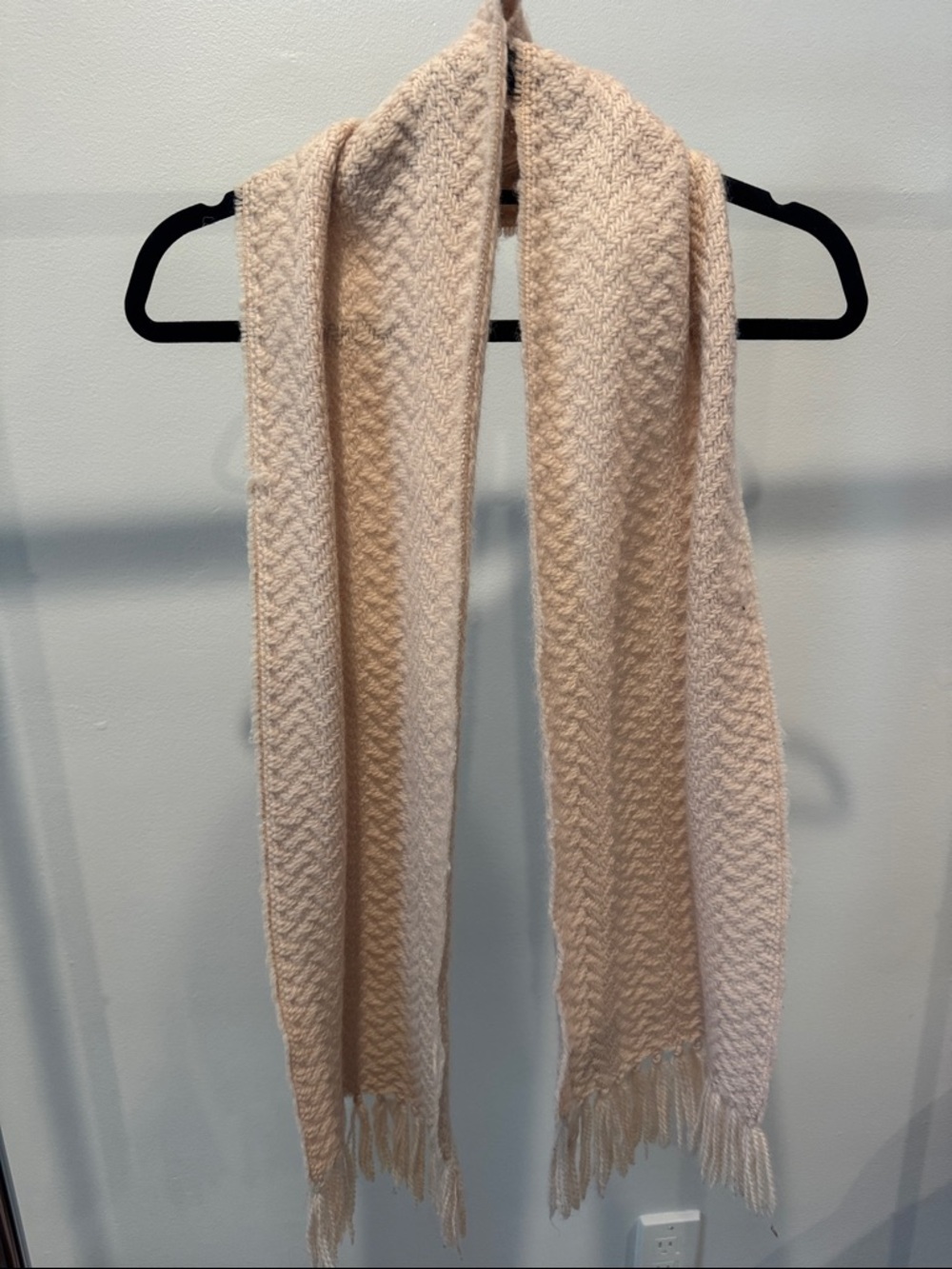 Women's Cream Knit Fringe Scarf